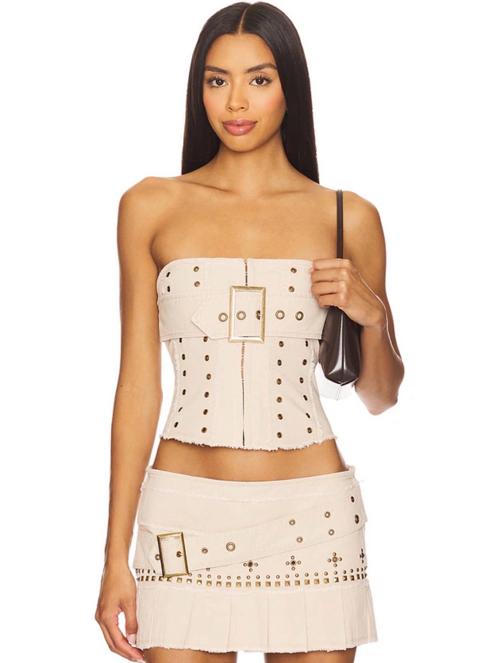 I.AM.GIA Mason Beige Eyelet Belted Strapless Corset